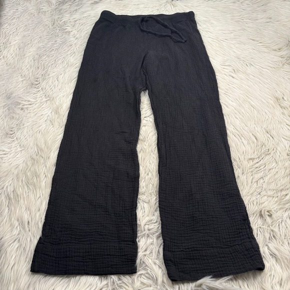 H&M Women's M Black Gauze Cotton Pant Shirt Set Beach Boho Resort - Picture 5 of 6